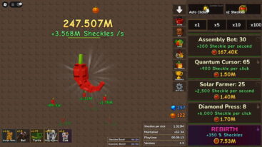 Roblox Garden Clicker A Pepper On Screen Getting Clicked Earning Sheckles On A Dirt Brown Background