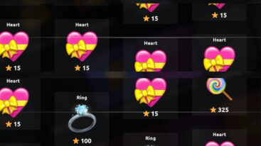 Roblox Nft Battle A Gacha Interface Showing Items Like A Pink And Yellow Bowed Heart For 15 Stars A Silver Ring For 100 Stars