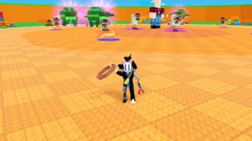 Roblox Rope A Brainrot Avatar Wearing Silver Helmet Holding A Lasso Rope As Tons Of Different Brainrots Are Behind On Desert