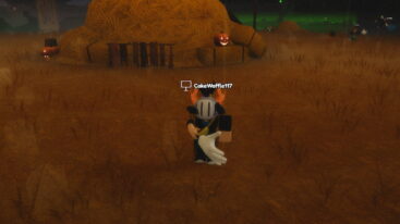 Roblox Slap Battles Avatar Wearing Silver Helmet Holding Massive White Glove In A Halloween Themed Map