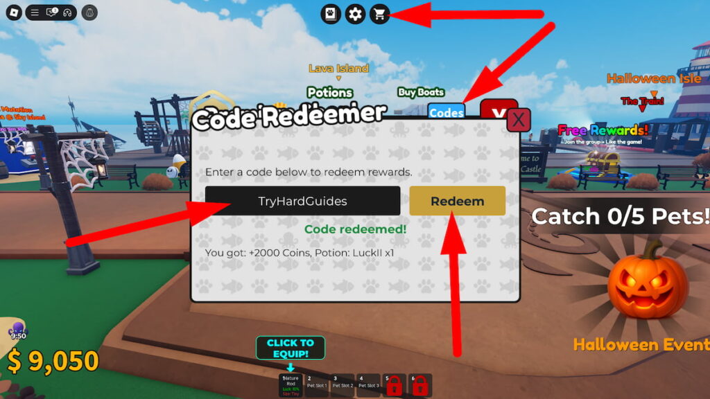 How To Redeem Codes In Fish A Pet Roblox