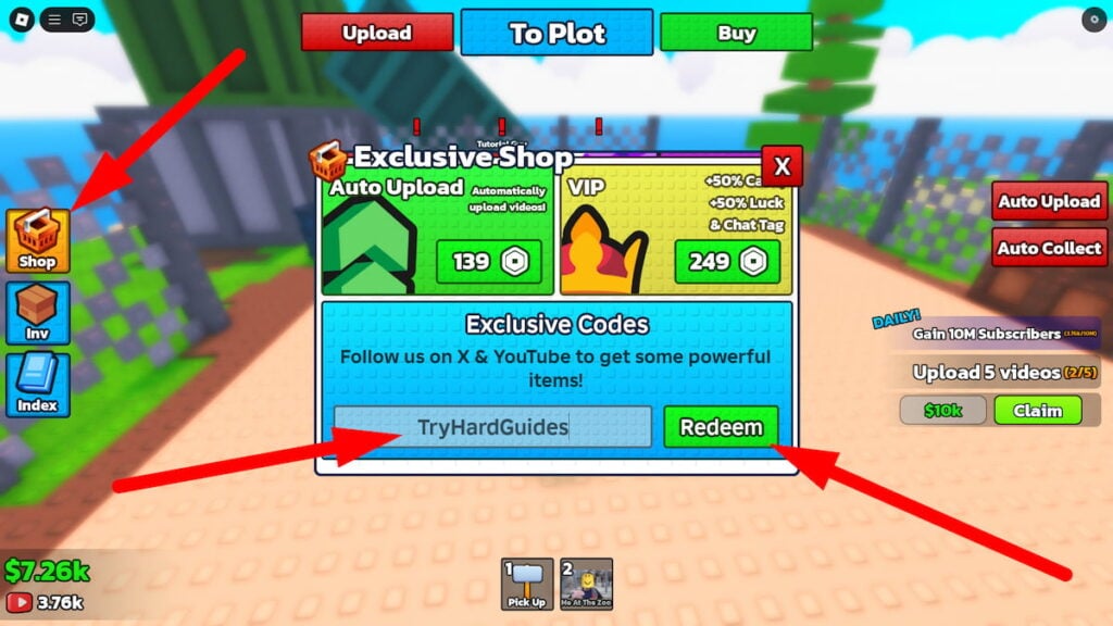 How To Redeem Codes In My YouTube Empire Roblox