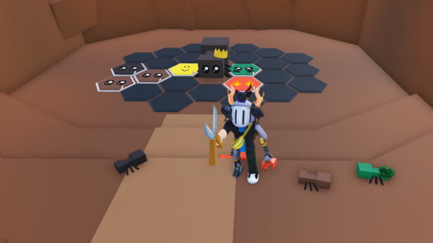 Ants Empire Codes June 2026 Try Hard Guides Roblox Ants Empire Avatar Wearing Silver Helmet And Claw Arm Holding Sheers With Ants Near Him And Black Hexagon Pannels And Cute Queen Ant In The Middle 616x347 