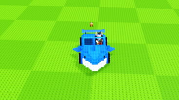 Roblox Brainrot Car Racing A Blue Car Shaped Like A Blue Brainrot Shark On Green Checkered Ground