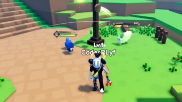 Roblox Catch A Monster Avatar Wearing Silver Helmet And Claw Arm Behind A Blue Monster And A Green Monster Fight On Grass