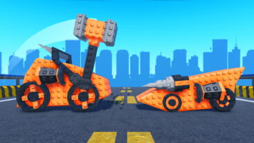 Roblox Crash Bots Two Orange Bots With Different Weapons Attached Hammers Drills Attacking Each Other