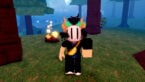 Roblox Defend The Zombie Invasion Avatar Wearing Silver Helmet With Black Animals On Top In The Middle Of Woods Near Campfire