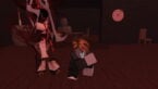 Roblox Doom By Fate Ginger Haired Avatar With Grey Heart About To Get Attacked By Red Haired Avatar With Giant Sword On Pirate Ship