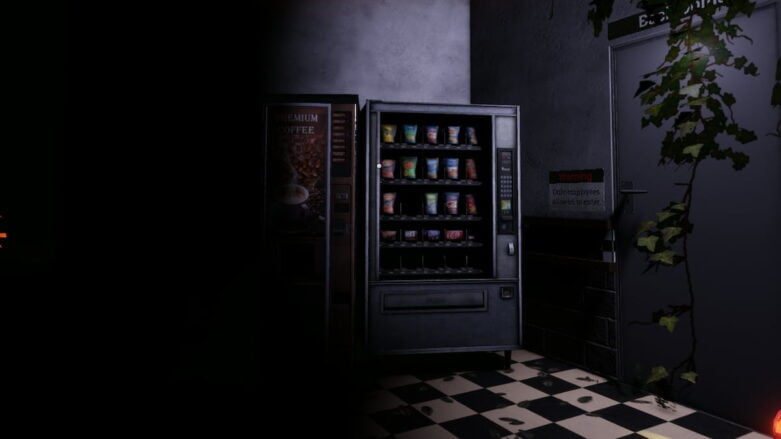 Roblox Fnaf Eternal Nights A Vending Machine Next To A Coffee Machine In Darkness