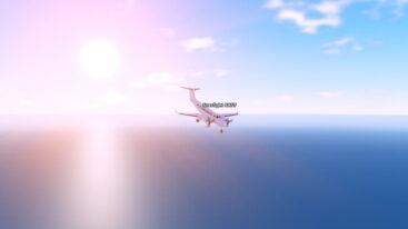 Roblox Flight World A Airplane Flying Over Ocean With Sunlight Blaring In Sky