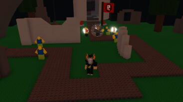 Roblox Forsaken Tower Defense Avatar Wearing Silver Helmet Standing Near Brown Path As Npc Towers Attack Enemies