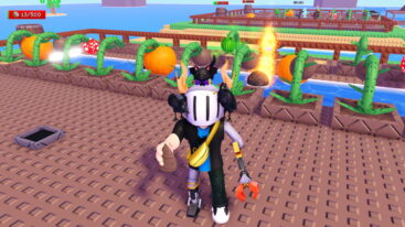 Roblox Grow A Coconut Avatar Wearing Silver Helmet And Claw Arm Standing Near Different Types Of Coconuts Such As Flaming Or Pumpkin