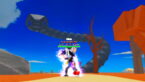 Roblox X Piece Avatar Wearing Silver Helmet And Claw Arm With A Glowing Purple Aura As A Massive Black Snake In The Background