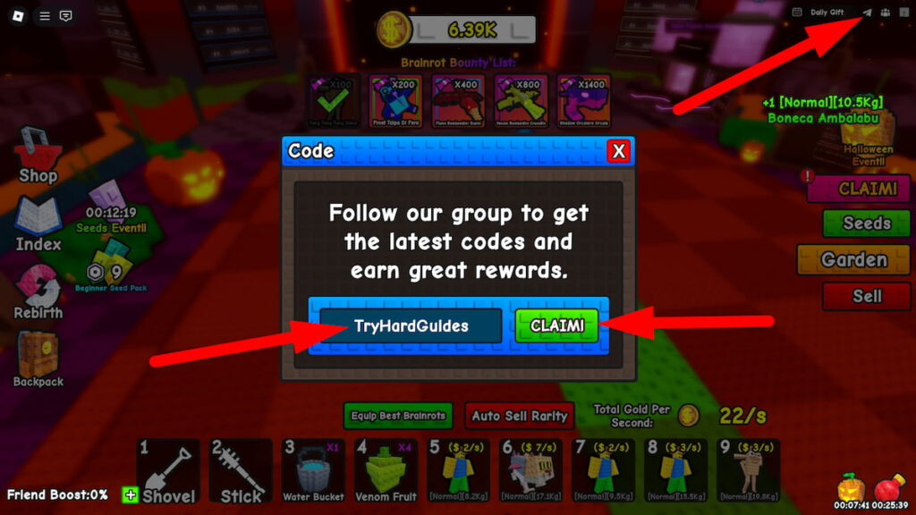How To Redeem Codes In Garden Vs Brainrot Roblox