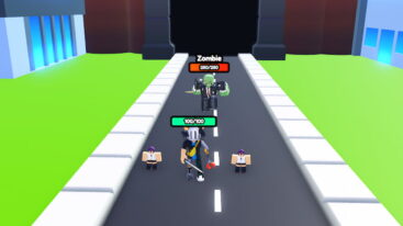 Roblox Anime Ascension Avatar Wearing Silver Helmet And Claw Arm Holding Sword With Two Purple Haired Npcs And A Zombie Behind