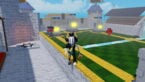Roblox Clashers Royale Avatar Wearing Silver Helmet And Claw Arm Watching Towers And Enemies Attack Each Other On A Green Field With Yellow Paths