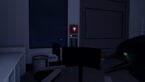 Roblox Control A Black Crow Leaking Green Liquid Out Of Eye With A Security Door With Red Light Button And A Top Half Of Chair