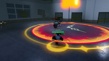 Roblox Dungeon Hunters Avatar Running Away From Enemies As A Giant Yellow Red Clock Magic Symbol Appears On Ground