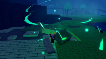 Roblox Impact Arena Avatar Wearing Silver Helmet Stomping And Cracking The Ground As Green Wind Gusts Appear