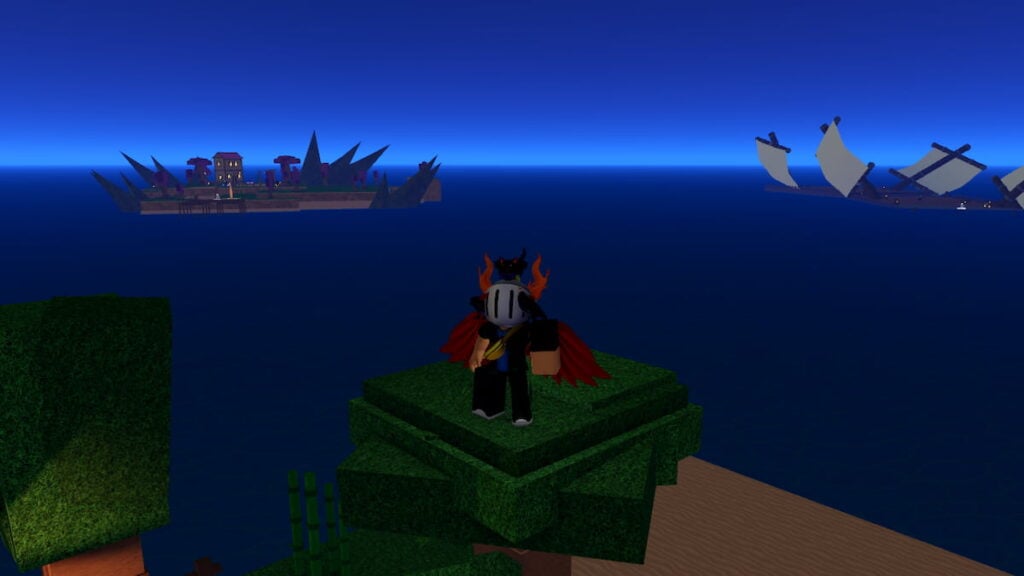 Roblox BedWars Commands List Creative Mode March 2026 Try Hard Guides Roblox Reign Piece Avatar Wearing Silver Helmet With Red Wings Coming From Back Standing On Green Tree Overlooking The Ocean With Two Islands In The Distance 1024x576 