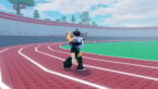 Roblox Running Incremental Avatar Wearing Silver Helmet With Flames And Animals On Top Walking On A Red Race Track