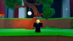 Roblox Anime Dominion Blonde Haired Avatar Wearing Black Suit And Striped Purple Shirt Standing Before Tree With White Langing Lantern