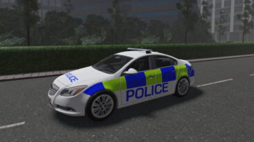 Roblox Birmingham Vehicle Simulator A White Blue Green Police Car Driving On Road Near Hedge