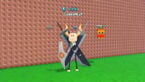 Roblox Dig Legends Thin Avatar Bald Black Clothes Two Giant Swords On Back Holding A Pickaxe As A Orange Cat Floats Nearby
