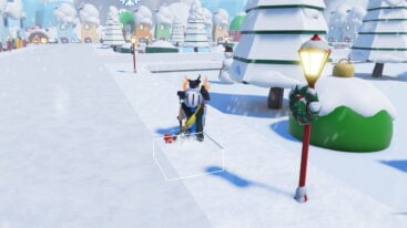 Roblox Snow Gathering Simulator Avatar Wearing Silver Helmet Shoveling Snow With A Shovel In A Wintry Wonderland