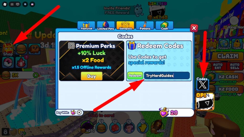 How To Redeem Codes In 1 Food Every Second Roblox