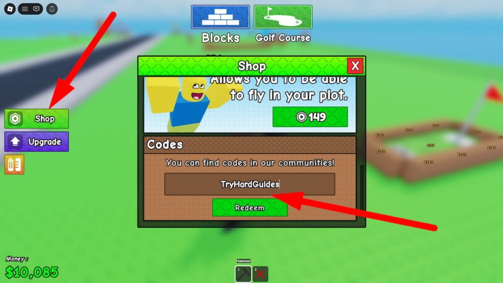 How To Redeem Codes In Build A Mini Golf Roblox