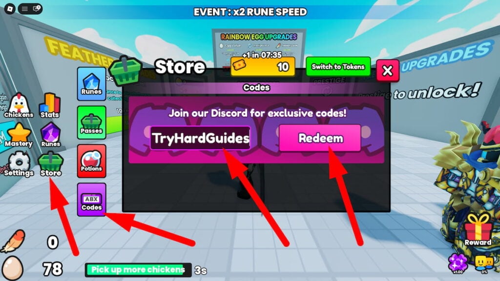 How To Redeem Codes In Chicken Incremental Roblox