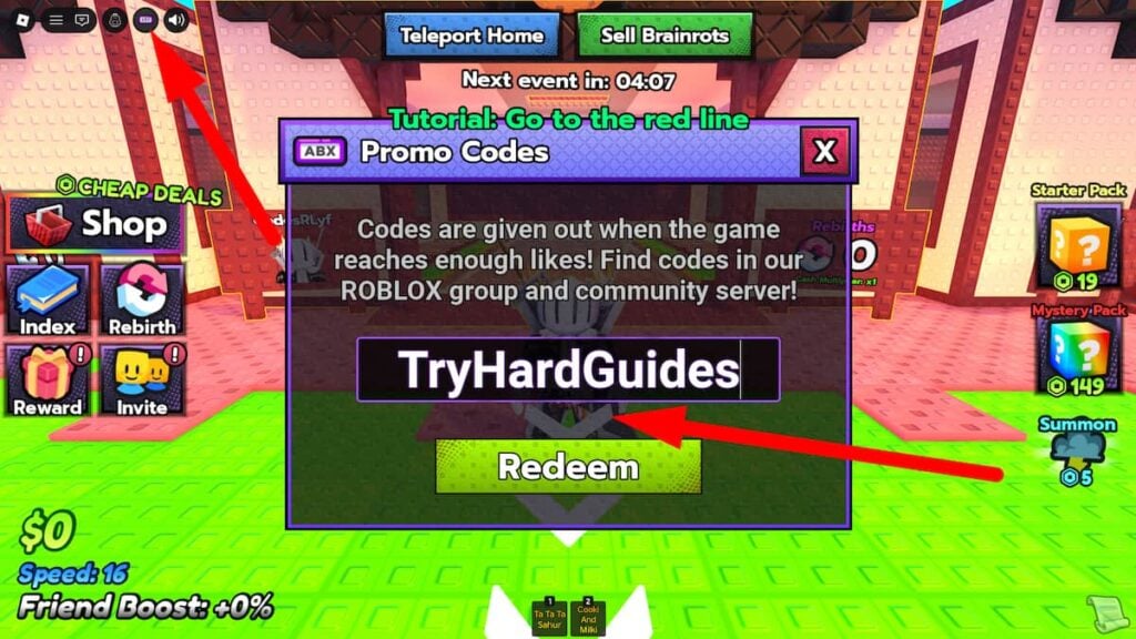How To Redeem Codes In Crush Lucky Blocks For Brainrots Roblox