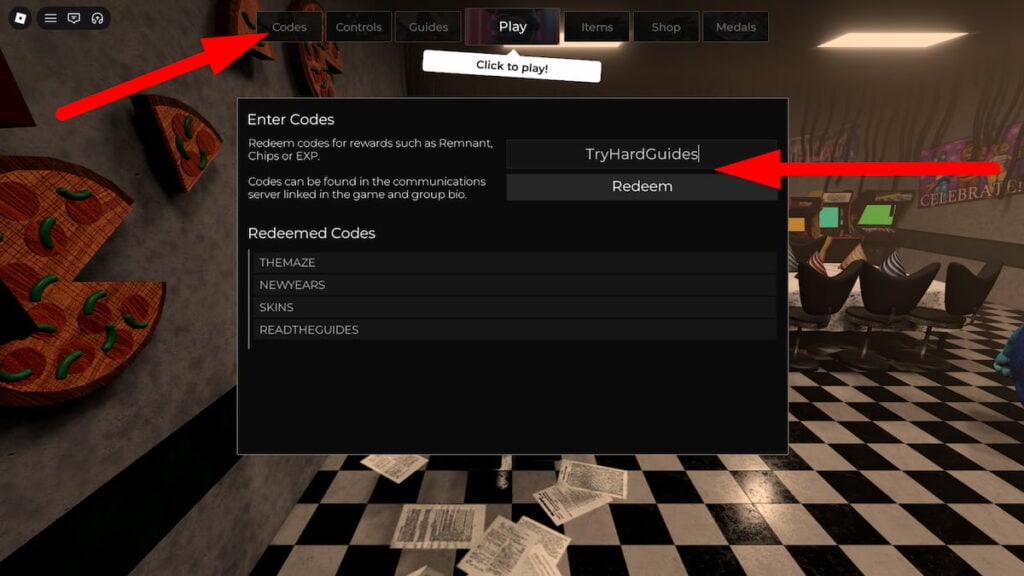 How To Redeem Codes In FNAF Versus Roblox