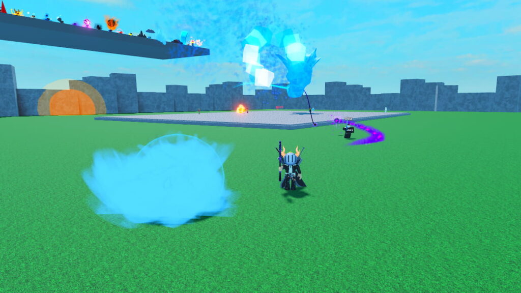 Elemental Magic Arena Codes April 2026 Try Hard Guides Roblox Elemental Magic Arena Avatar Wearing Silver Helmet Black Clothes Two Swords On Back Standing Near Blue Water Orb Purple Snake Orbs On Grass Near A Square Arena 1024x576 