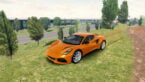 Roblox Motor Legends Orange Sports Car Driving Over Grass With Trees