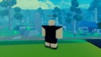 Roblox Sorcerer Ascent Faceless Avatar Wearing Black With Tree And Buildings Behind
