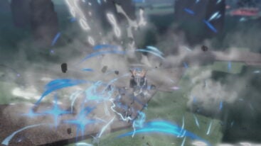 Roblox Sorcerer Tycoon Avatar Wearing Silver Helmet Black Clothes Causing A Blue Effect To Occur