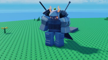 Roblox Spin A Form Avatar Covered In Titan Steel Armor With Two Giant Swords On Back