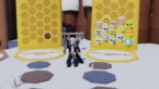 Roblox The Bees Kingdom 2 Avatar Wearing Silver Helmet Black Clothes Holding A Hoe Standing Between Two Bee Hives