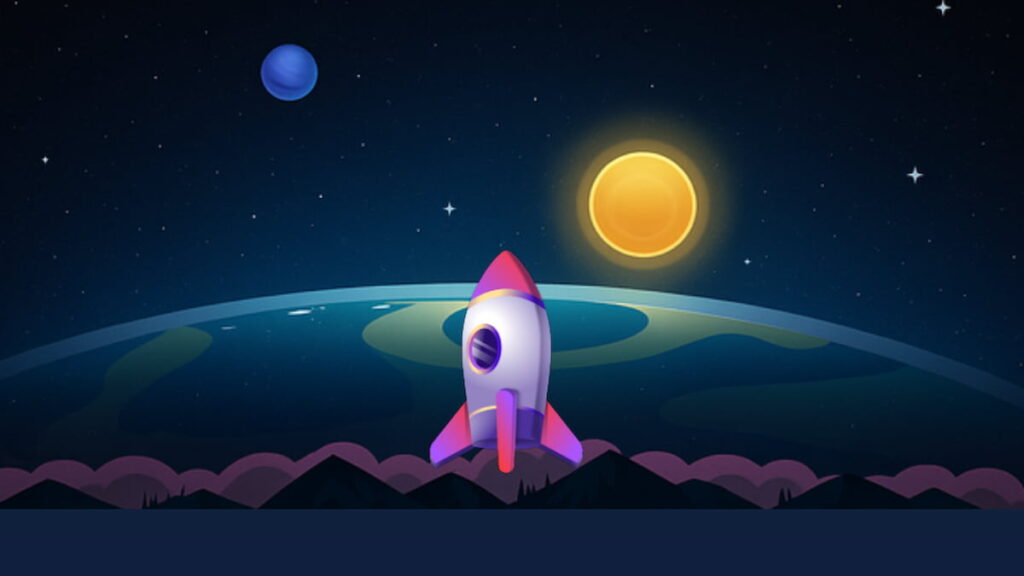 Roblox Exiled Codes February 2026 Try Hard Guides Roblox Vitoria Sortuda A 2D Rocket Ship Getting Ready To Launch With Bright Moon Behind 1024x576 