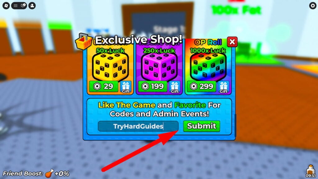 How To Redeem Codes In 1 Fat Per Step Roblox