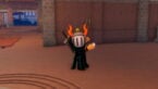 Roblox Bizarre Lineage Avatar Wearing Silver Helmet Dark Green Outfit Two Giant Swords On Back Standing In Wooden Room