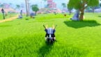 Roblox Pet Fighters Avatar Wearing Silver Helmet Black Clothes Two Giant Swords On Back Standing In A Field Of Grass With Roaming Animals