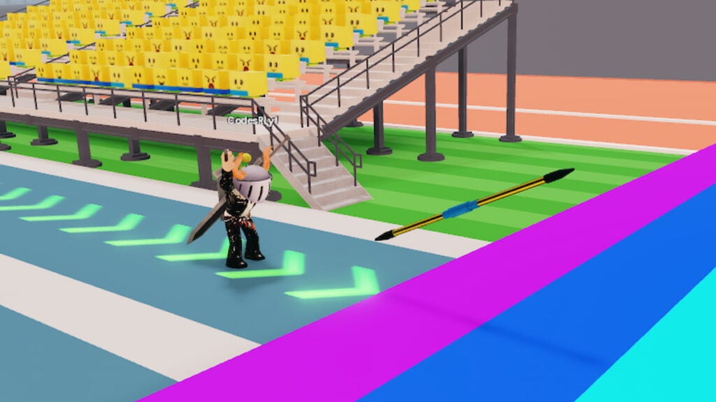 Staff Training Codes New June 2026 Try Hard Guides Roblox Staff Training Avatar Wearing Silver Helmet Black Clothes Two Giant Swords On Back Throwing A Staff Near Purple Blue Lines 1024x576 