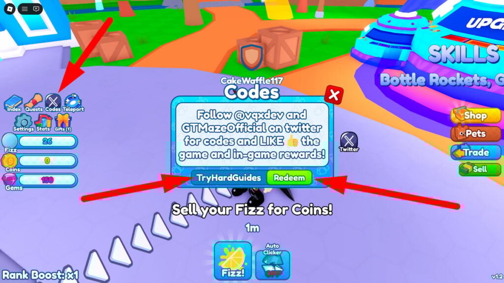 How To Redeem Codes In Soda Simulator Roblox
