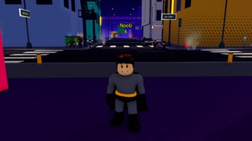 Roblox Become Superhero A Brown Haired Smiling Avatar Wearing A Bad Batman Costume In The City Streets