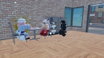 Roblox Card Shop Friends Npcs Sitting At A Card Table Playing Cards As A Npc Wearing All Black Looking Over Card Packs To Buy