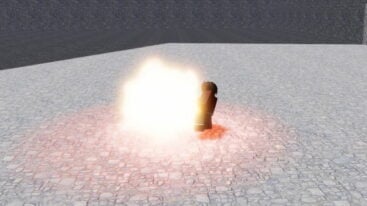 Roblox Elementalism Brown Haired Avatar In Red Summoning A Fireball In A Gray Cobbled Yard