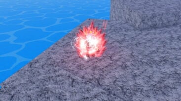 Roblox Pirate Piece Avatar Wearing Helmet Holding Black Sword On Rocks Encased In A Red Aura